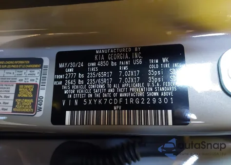 2024 Kia Sportage X-Pro Prestige z USA, uszkodzony, nr VIN 5XYK7CDF1RG229301